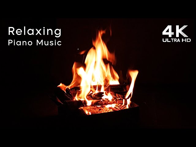 Relaxing Piano Music & Cozy Fireplace 🔥🎶 | 4K Ultra HD | Calm, Peaceful, Sleep & Study Music