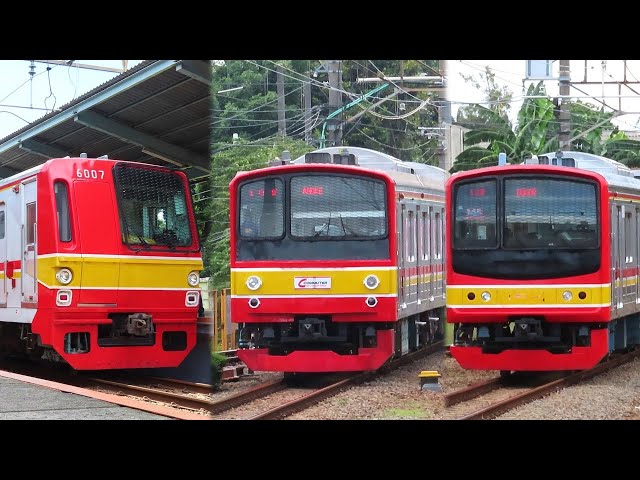 Kumpulan Kereta KRL Commuter Line di Stasiun Pasar Minggu : Kereta Listrik KRL Berangkat & Tiba