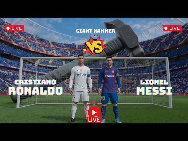 Cristiano Ronaldo And Messi vs GIANT HAMMER - BeamNG.drive #shorts