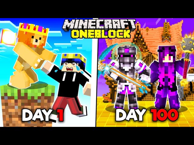 100 Days on ONE BLOCK in Minecraft (Hardest Challenge) 😰