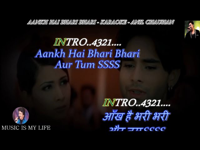 Aankh Hai Bhari Bhari Karaoke With Scrolling Lyrics Eng. & हिंदी