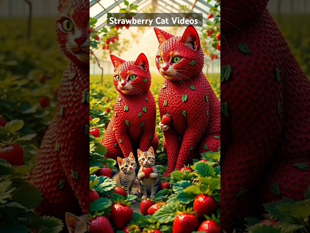 Strawberry Cat Videos for Cats to watch 208 #catvideos #catlover #cat #strawberry #shorts