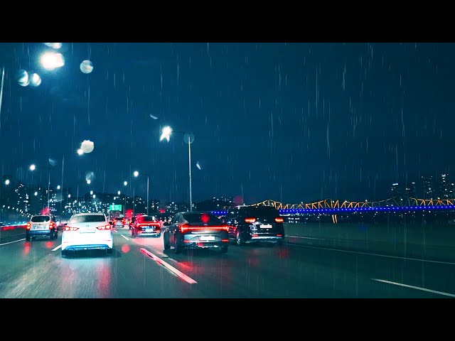 [4k Rain Drive] 서울 도심 야간 드라이브 주행 영상  |  Rainy night drive in Seoul | Lofi Jazz Hiphop 30 min