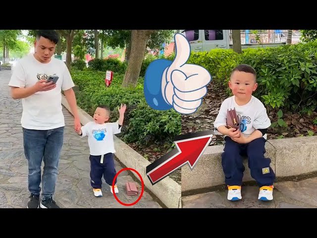 Cute Baby Found A Wallet And Waited For The Owner#comedy #cutebaby#funnyvideos#smile