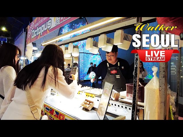 Live Seoul Korea 🔴 Walk Tour Seoul | Korean Food Street Walking | Seoul Myeongdong Night Street Walk