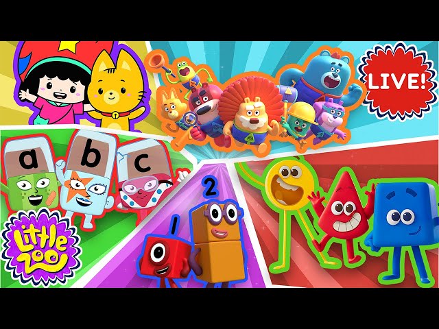 🌟 Mega Fun LIVE: Counting, Colours & Adventure! Numberblocks, Alphablocks, Colourblocks & More! 🎨🔤🌈