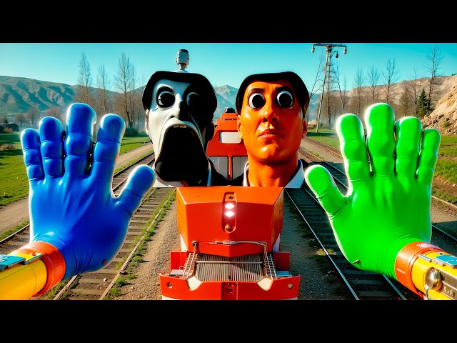 SURVIVING OBUNGA USING POPPY PLAYTIME GLOVES ON A TRAIN Garry's Mod Sandbox