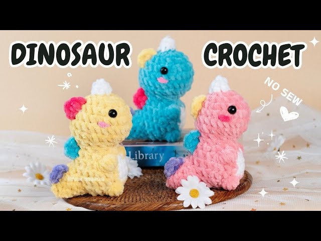 🍄 NO SEW - CROCHET DINOSAUR STEP BY STEP - EASY AMIGURUMI FOR BEGINNER 🍄