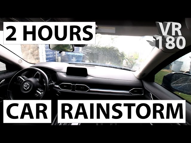 VR180 | Rainstorm in Stationary Car | Sleep Aid | 2 Hour