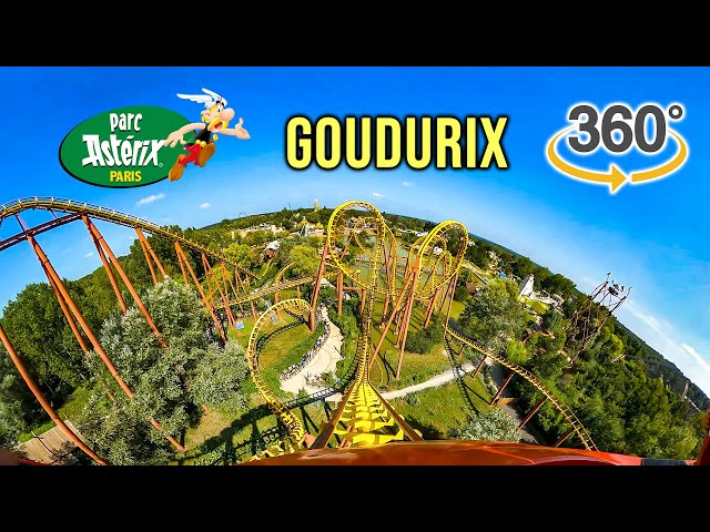 VR 360 Goudurix Roller Coaster On Ride Front Seat POV Parc Asterix 2023 08 17