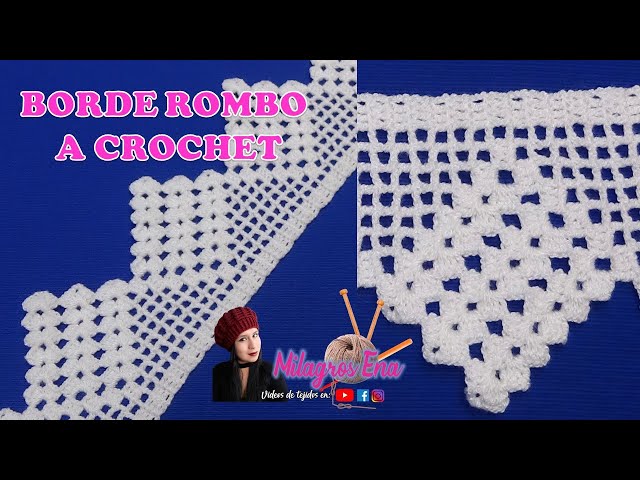 Borde N° 7, Orilla o Cenefa tejido a crochet para mantas, toallas, colchas, cubrecamas o blusas