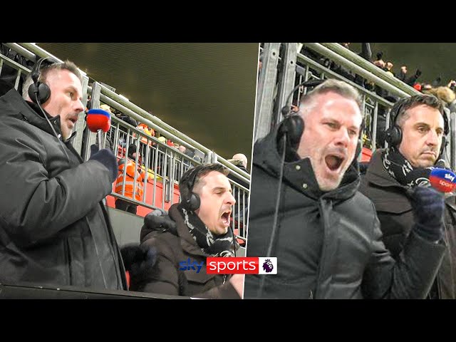 COMMS CAM! 🎥 Jamie Carragher and Gary Neville reaction to thrilling draw at Anfield!