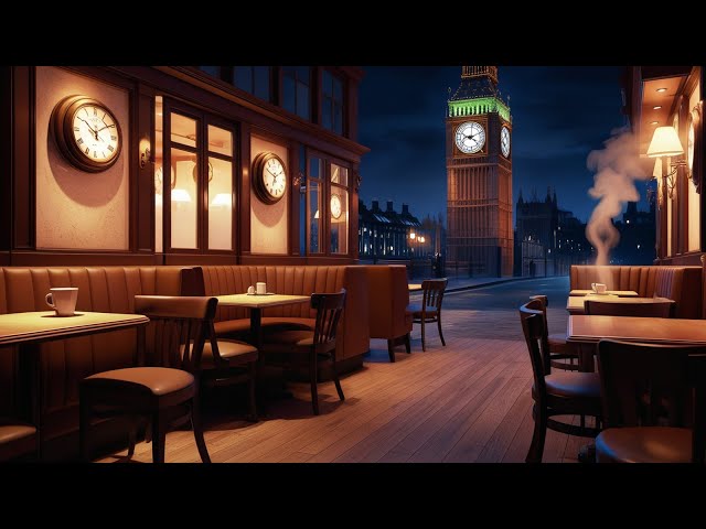 4K London Coffee Shop Ambience - Smooth Piano Jazz Music for Relaxing, Studying and Working