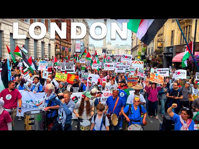 Massive Pro-Palestinian Protesters march in Central London