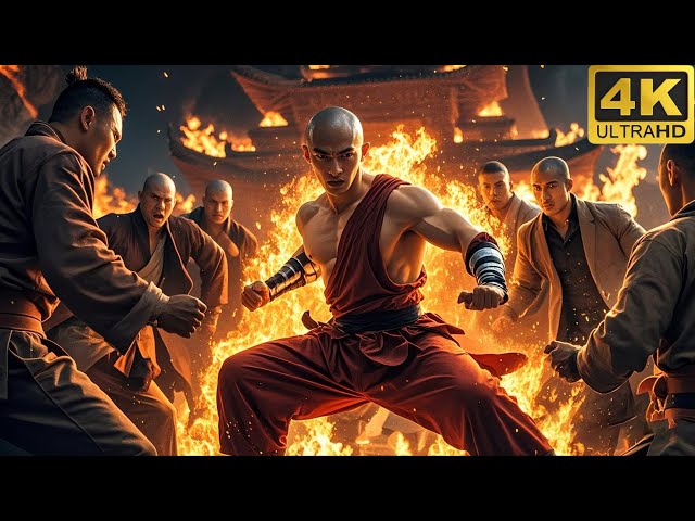 The little monk has incredible skills and kills all the bullies with one enemy against a hundred