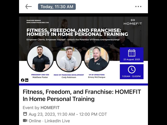 HOMEFIT Franchise Live Webinar - 8-23-23