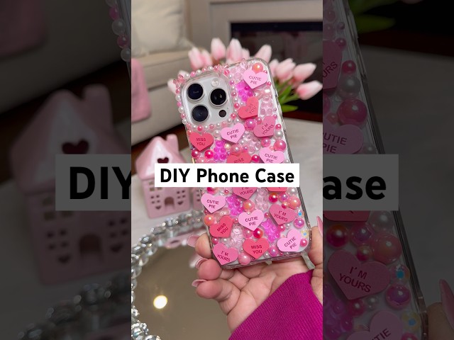 Easy DIY Phone Case #tutorial #DIYPhoneCase #valentinesday #valentinesdayDIY #diy #pinkaesthetic