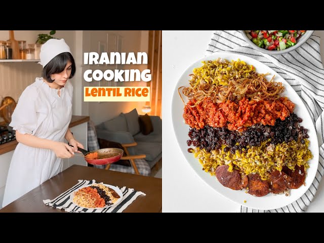 Persian Lentil Rice Pilaf recipe & Cucumber Salad🥗| Adas Polo with Shirazi Salad: A Meal You’ll Love