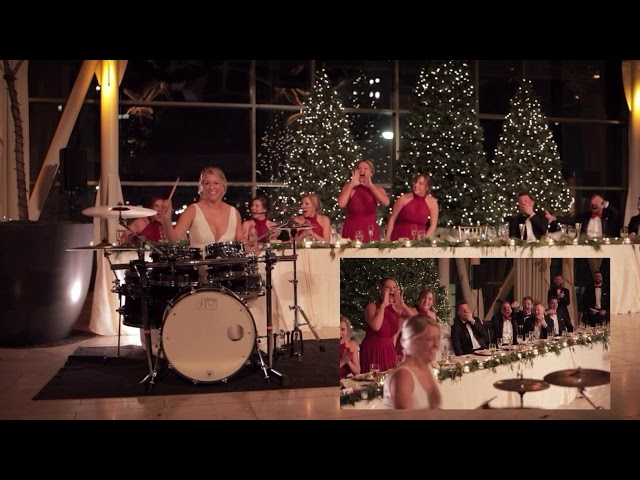 Bride Surprises Groom by Drumming Carol Of The Bells