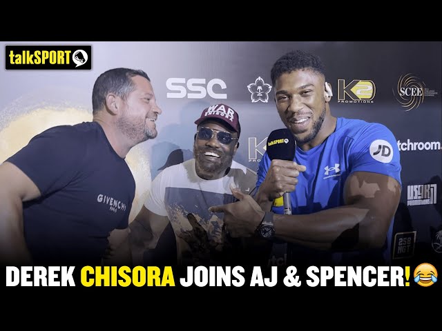 Derek Chisora crashes Anthony Joshua's interview with talkSPORT to give Spencer Oliver a chair! 🪑🤣