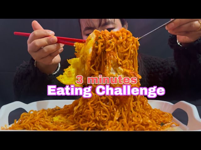 2 fried eggs 2 packets 2pm noodles 3 minutes eating challenge