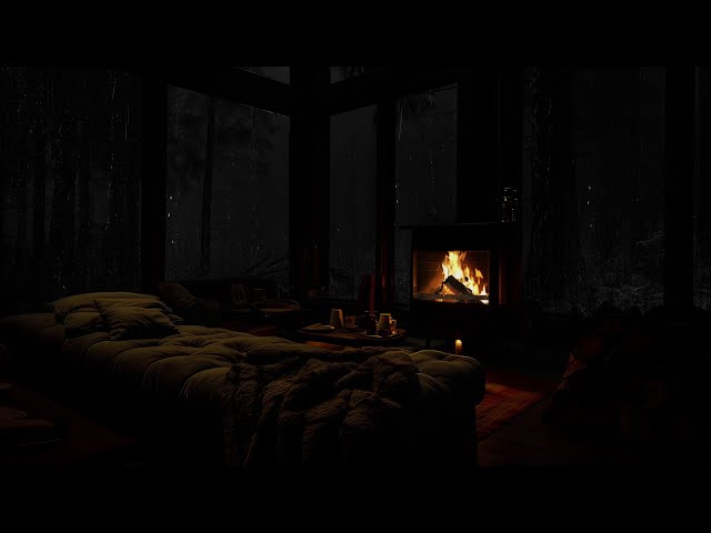 🌧️ Rainfall In The Forest And Crackling Fire🔥 Rain Sounds For Sleeping, Study & Relax