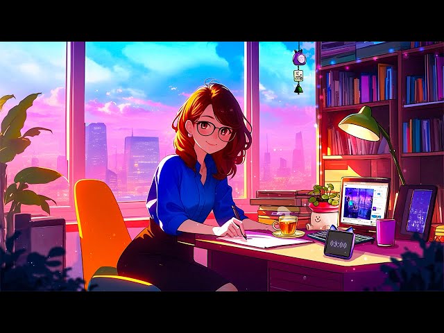 Lofi Relaxing Music with a Beautiful Sunset Workspace 🌆 Music to put you in a better mood