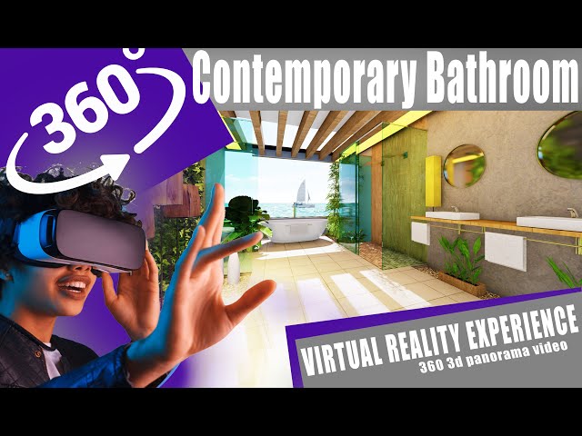 360 VR Contemporary  bathroom / 3d Interior Design / 4K animation