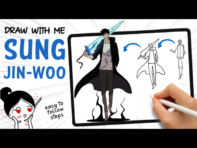 MASTER drawing Sung Jin-Woo with these EASY steps! #sungjinwoo #sololeveling #animeart #tutorial