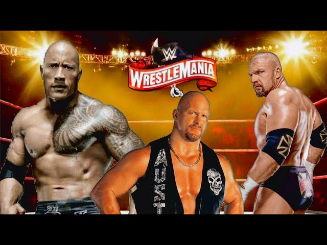 WWE TLC MATCH BETWEEN THE ROCK  VS STEVE AUSTIN VS TRIPLE H