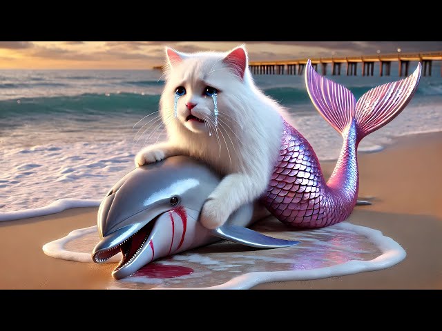 Mermaid cat and dolphin save kittens, until they themselves get hurt 🙀😭 #cat #cutecat #catlover