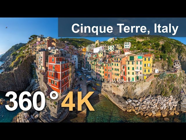 360°, Cinque Terre, Italy. 4K aerial video