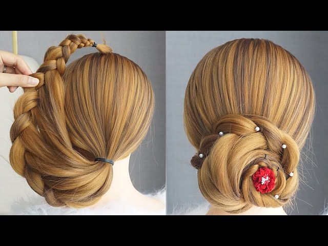 Flower Bun Hairstyle For Wedding - Low Messy Bun Hairstyle