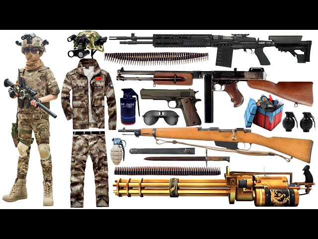 Unpacking special police weapon toy set, M416 rifle,Barrett sniper rifle,tactical helmet,bomb dagger