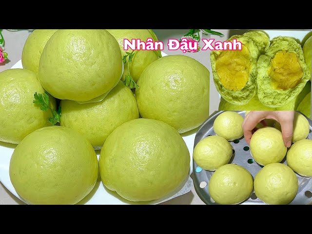 BÁNH BAO NGỌT- Bí quyết Ủ Bột Nhanh 15 Phút Gói Thật Dễ, Mềm Xốp Ngon- Pandan buns cake