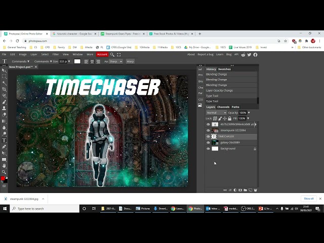 Timechaser Game Advert 2 | Adding Text and Effects in Photopea