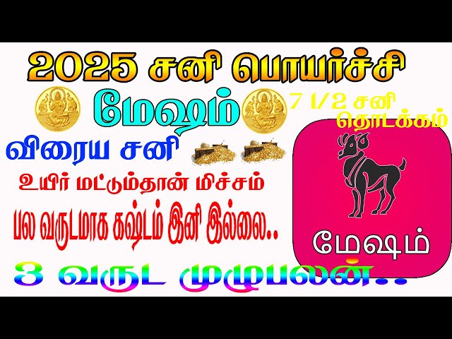 2025 மேஷம் ராசிக்கு விரய சனி எப்படி இருக்கும் | Sani Peyarchi 2025 Mesham in Tamil