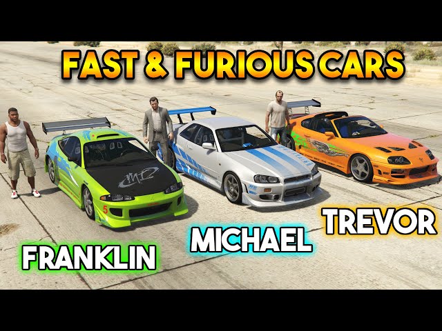 GTA 5 : FRANKLIN VS MICHAEL VS TREVOR (FAST & FURIOUS CARS)