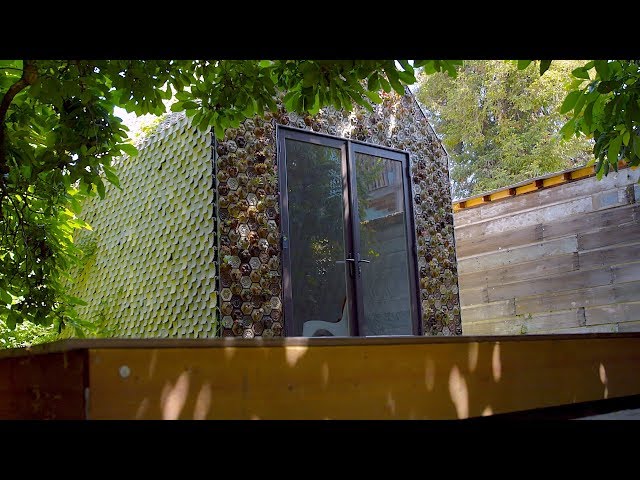 A cabin made with recycled 3D printed materials