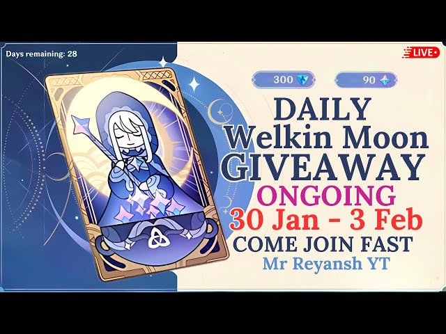 WELKIN GIVEAWAY ONGOING DAY 3 COME JOIN FAST | THANKS FOR 5K SUBS💕| GENSHIN IMPACT | INDIAN VTUBER