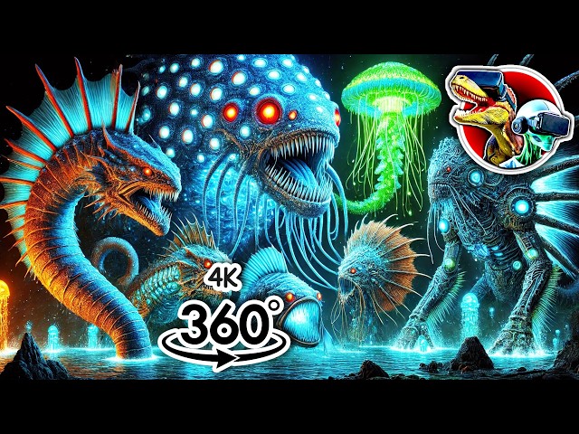 360 Fantasy Sea Monsters Size Comparison | 360 video 4K