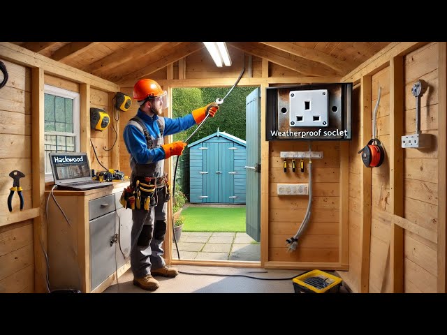 Installing a socket weatherproof socket in a shed