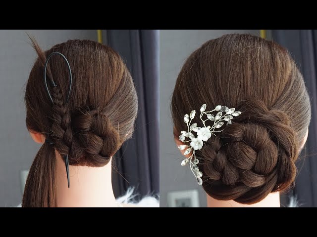 Braid Bun Hairstyle For Wedding | Bridal Hairstyle For Long Hair