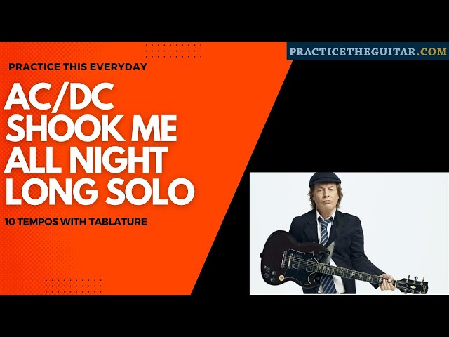 AC/DC - You Shook Me All Night Long Solo-Guitar Lesson-At 10 Tempos-Practice This Everyday + Tabs