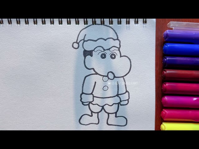 Shin-chan Christmas look \\ how to draw chinchan for children'ss