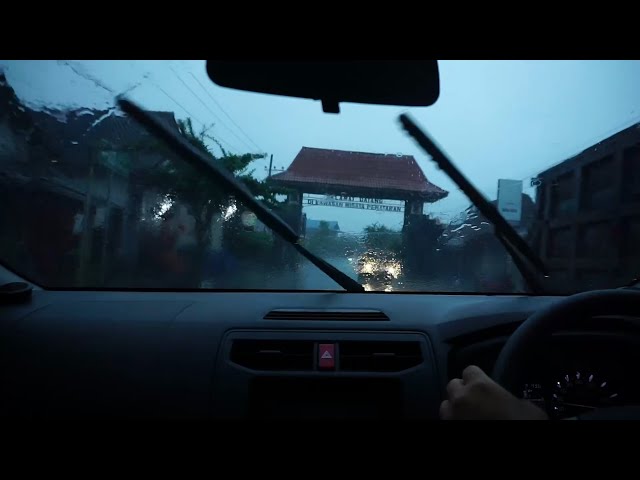 The sound of rain while driving in the afternoon relaxation for sleep