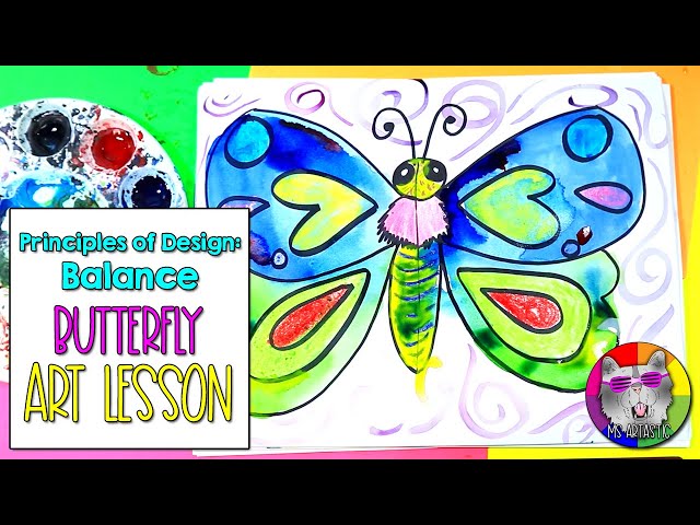 Principle of Design: Balance, Spring Butterfly Symmetry Art Lesson for KIDS!