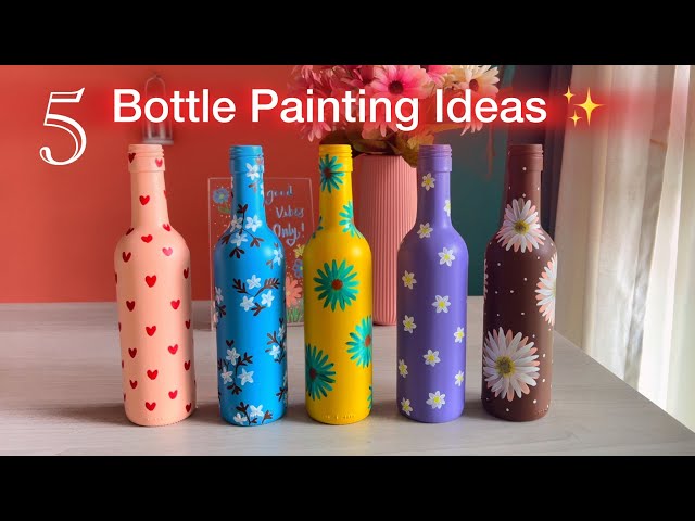 DIY Bottle Art | Simple Glass Bottle Painting Ideas | Easy Bottle Art for Stress Relief