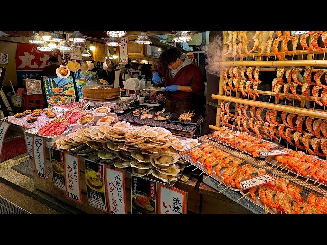 Street Food Tour : Nishiki Market, Traditional Japanese Food Adventure