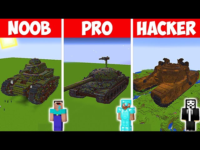 Minecraft TANK HOUSE BUILD CHALLENGE - NOOB vs PRO vs HACKER | Animation